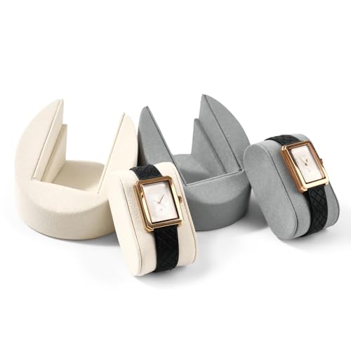 Microfiber Single Watch Stand Display Jewelry Watch Showcase Display Stand(Beige) - color: Beige