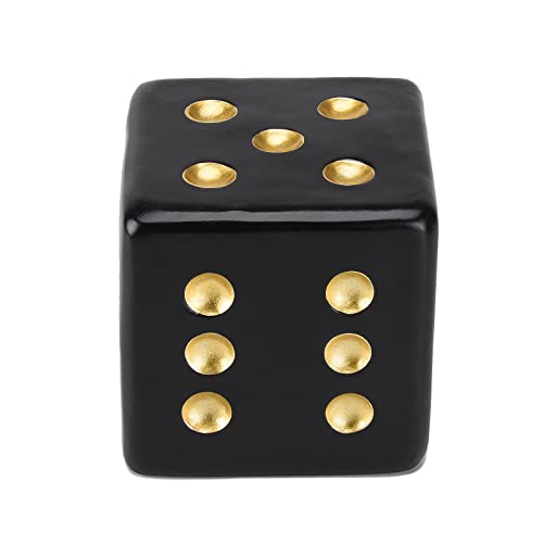 BRABUD Resin Jumbo Dice Decor Black & Gold Dice Statue Living Room Bedroom Office Photographic Decoration 3.9'' TQGJBS379 - color: Black, size: 3.9''