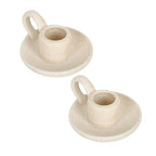 Luxshiny Ceramic Candle Holder Set 2Pcs Nordic Style Taper Candlestick Holders with Handle Small Beige Ceramic Candle Stands for Home Decor Wedding Dining Table Ambient Lighting