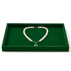 Green Velvet Jewelry Trays Stackable Jewelry Drawer Organizer Tray for Necklace Bracelets Rings Storage Display - size: Flat Tray for Multiple Jewelry