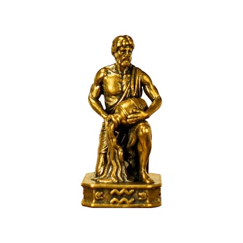 CHOVY Aquarius – Aquarius Water Bearer Brass Zodiac Sculpture – 100% Solid Handcrafted Retro Figurine, Unique Astrology Desk & Shelf Decor - style: Aquarius