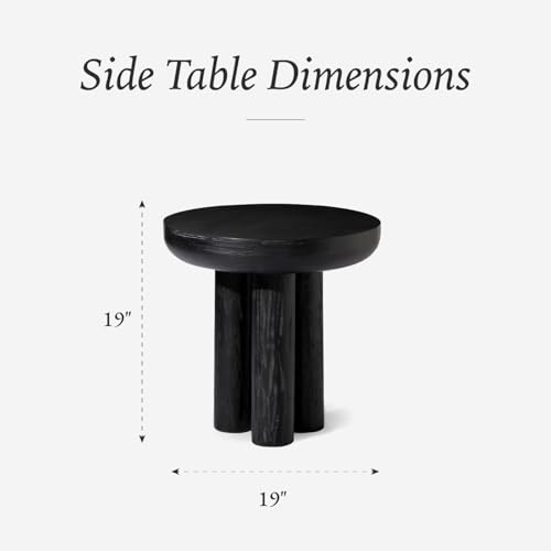 Maven Lane Owen Modern Side Table, 19" Compact Design - Bold Accent Table, Round Night Stand with Aged Black Finish and Durable Rubberwood Base - Statement Making Style for Living Room or Bedroom - color: Aged Black