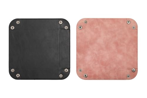 siduater Valet Tray Desktop Storage Organizer – Vegan Leather Catchall Bedside Vanity Tray Nightstand Caddy Holder for Remote Controller, Watch, Keys, Phone, Wallet, Coin, Jewelry, Stone Pink - color: Stone Pink