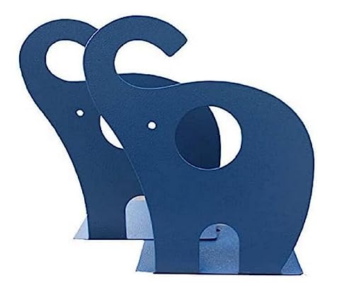 Wendin 1pair Cute Elephant Nonskid Bookends Art Bookend (Navy Blue) - color: Navy Blue