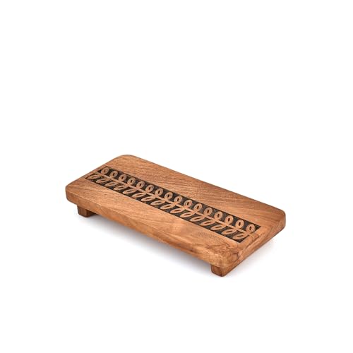 Pedestals Acacia Wood Decorative Rustic Bathroom Dishes Plant Bottles Candles Display (9" x 4" x 1.5")