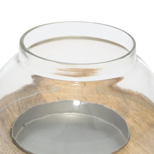 Deco 79 Wood Tealight Hurricane Lamp, Set of 2 4", 3"H, Brown - color: Brown, size: 2 PIECES SMALL SIZE