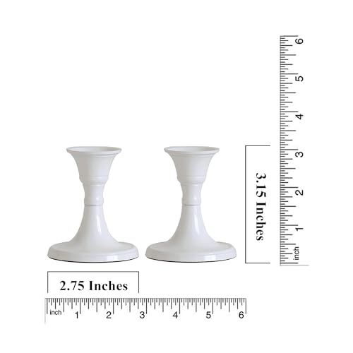 Rely+ White Candle Holders Set of 2 – Modern Metal Taper Candlestick Holders for Table Centerpiece, Dinner Décor, Easter, Wedding & Party Decorations - color: White