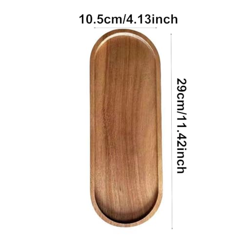 Wooden Serving Platters and Trays,Natural Acacia Wood Serving Trays for Party Wood Plates for Food,Snack,Dessert,Appetizer,Cheese,Fruit,Cookie,Oval Bathroom Vanity Jewelry Tray Platter,11.4"X4.1"1PCS