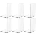 SUOXING 6 PCS Clear Acrylic Book Ends for Shelves Decorative,Invisible Book Stopper with Non-Slip Mats for Heavy Books,Small Acrylic Bookends for Home Office School Supplies and Kids Bookshelf