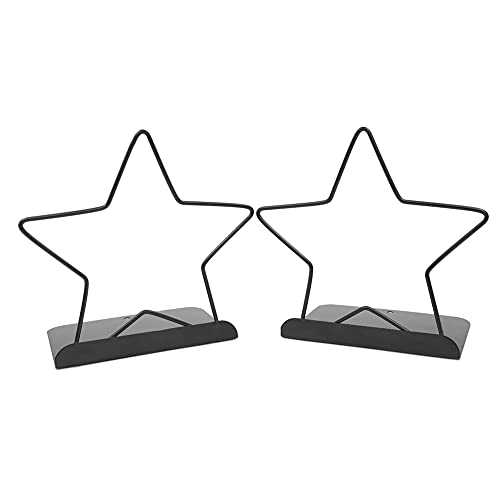 Fashion Star Bookend Non-Skid Metal Book Ends Book Stands for Home Shelves School Office Decoration Kids Study Gift (Black) - color: Black