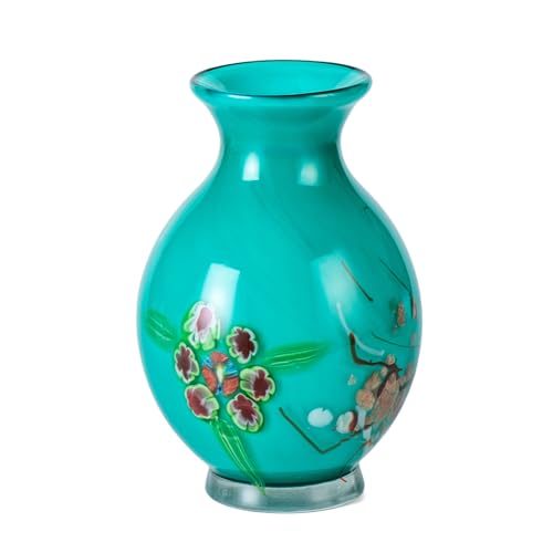 KAMMAK Colored Glass Vase, Beautiful Hand Blown Decorative Vase, Modern Art Vase for Flower Mantle Dining Table Centerpiece, Entryway Living Room Wedding Decoration (JG2057) - style: JG02057