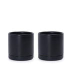 D'vine Dev Set of 2 Plants Pots, 3.5 Inch Ceramic Planter Pot for Plants with Drainage Hole and Saucer, Black, 94-V-A-2 - color: Black, size: 3.5 Inch