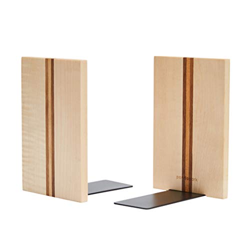 Pandapark Wood Decorative Bookends,Non-Skid Bookend for Shelves,Heavy Duty Bookends,Book Stand for Books/CDs,1 Pair - color: Maple Artist