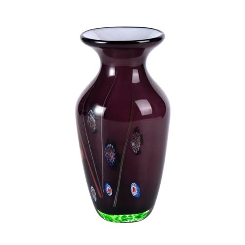 KAMMAK Colored Glass Vase, Beautiful Hand Blown Decorative Vase, Modern Art Vase for Flower Mantle Dining Table Centerpiece, Entryway Living Room Wedding Decoration (JG2053) - style: JG02053