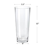CYS EXCEL 12" Tall Clear Glass Cylinder Vase Taper Down Flower Vase with 5.5" Wide Opening Elegant Centerpiece for Weddings, Events, and Home Décor - size: 12"H x 5.5"O x 4"B