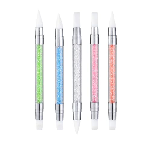FULINJOY 5pcs Nail Sculpture Pen - Dual Tipped Silicone Nail Tools, Acrylic Pen & Brushes for Resin, Design Tools for Foil Carving & Drawing Effects - size: 5 Sculpture Pens