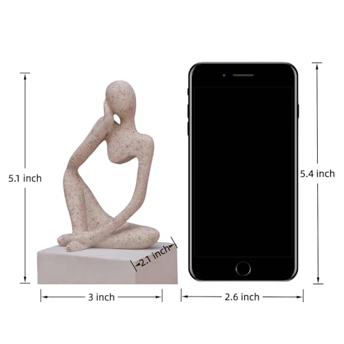 Minimalist Thinker Statue - Abstract Sculpture for Home & Office Decor | Boho Shelf & Coffee Table Accent (Lateral Muse-Grey) - color: Lateral Muse-grey
