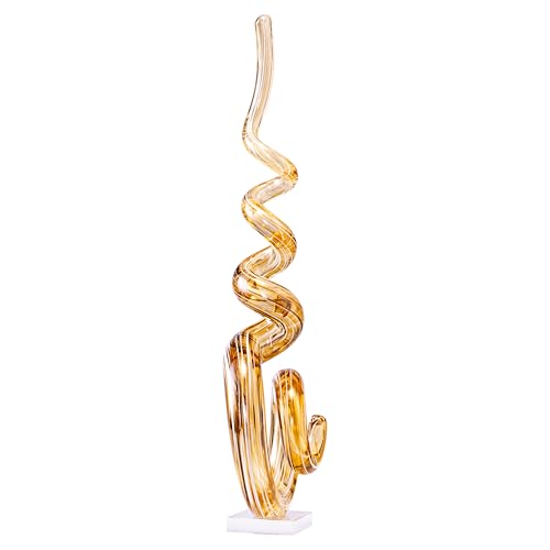 15" Tall Hand-Blown Murano-Style Glass Sculpture Statues Art Ornament Statue Figurines Home Decor Accent Piece Coastal Ocean Nautical Home Decor,Shelf,TV Stand,Tabletop Centerpieces,Wonderful Gift - color: Brown