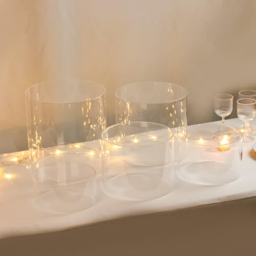 Efavormart Set of 5 Clear Acrylic Cake Stands, Round Cylinder Design Transparent Display Risers for Weddings and Parties, Multi-Sizes 8.5", 9", 10", 11", and 12" Round Diameter - color: Clear, size: 8.5", 9", 10", 11", 12"
