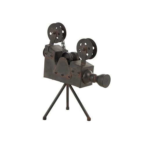 Deco 79 Metal Film Decorative Sculpture Camera Home Decor Statue, Accent Figurine 12" x 7" x 15", Brown