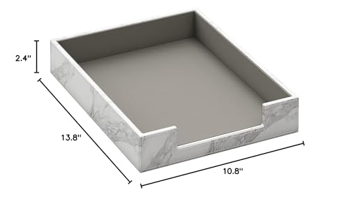 Leather Letter Tray, THIPOTEN Elegant Desk Organizer for Office Supplies, Mail, Paper, File, Magazine, Perfect Office Organization for Desktop(White) - color: White