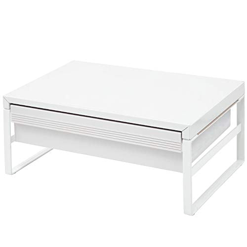 LIHIT LAB Desktop Stand with Drawer, 9.8 x 15.4 x 6.3 Inches, White (A7342-0) - color: White, size: 9.8" x 15.4" x 6.3", style: Drawer
