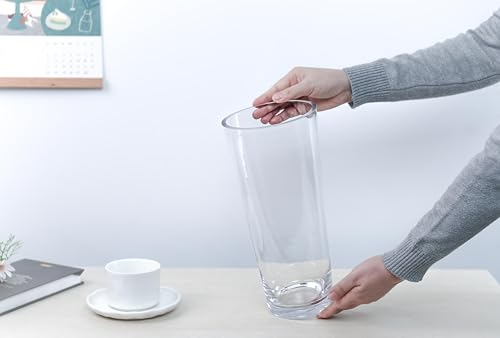CYS EXCEL 12" Tall Clear Glass Cylinder Vase Taper Down Flower Vase with 5.5" Wide Opening Elegant Centerpiece for Weddings, Events, and Home Décor - size: 12"H x 5.5"O x 4"B