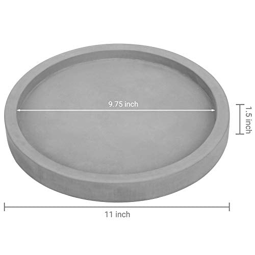 MyGift 11-inch Modern Gray Concrete Round Bathroom Vanity Tray, Cologne and Perfume Tray for Dresser Top - color: Gray-11 Inch Round