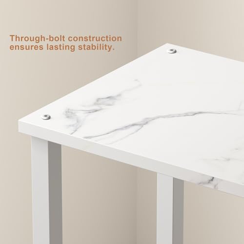 TUTOTAK End Table, Side Table, Nightstand, 2-Tier Storage Shelf, Sofa Side Table for Small Space, Living Room, Bed Room TB01BMW034 - color: Marble White