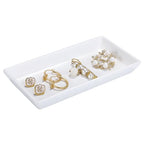 Emibele Jewelry Tray, Small Rectangle Ceramic Vanity Tray Jewelry Dish, Trinket Perfume Tray for Cosmetics, Rings, Bathroom Kitchen Soap, White - color: White(1 Pack)