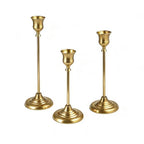 Gold Brass Candlestick Holders Set of 3-Elegant Taper Candle Holders for Holiday Ambience,Party,Date&Home Decoration