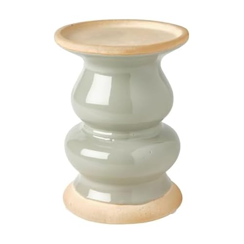 Elements 4.13x4.13x5.71 Inch Grey Ceramic Candleholder, Lightly Distressed Finish, for Use with 3x3 Inch Flameless or Wax Pillar Candle - color: Light Gray, size: 6 INCH