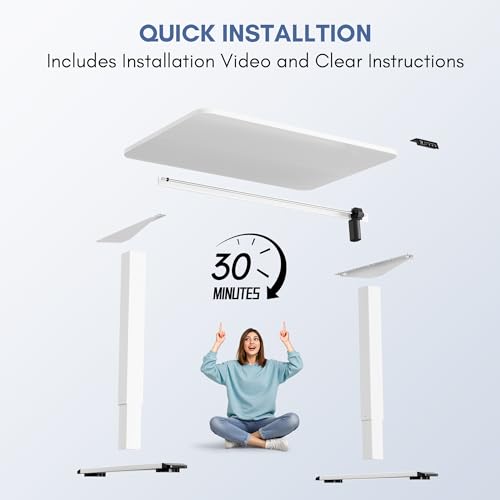 Furmax Electric Height Adjustable Standing Desk Large 40 x 24 Inches Sit Stand up Desk Home Office Computer Desk Memory Preset with T-Shaped Metal Bracket, White - color: White, size: 40 Inch