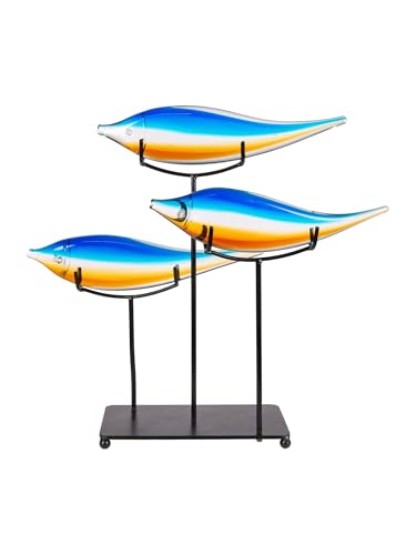 Dale Tiffany AS24126 Murano Style Garfish Handcrafted Art Glass Sculpture with Stand, Blue, 15-Inch Wide - size: 15-Inch Wide
