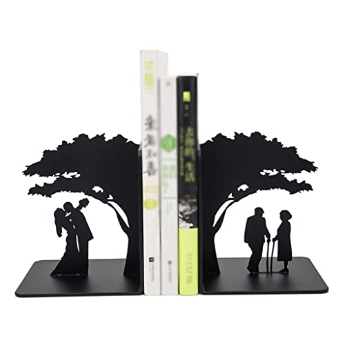 Bookends Book Ends for Shelves Hollow-Out Metal Art Bookends Decorative Book Ends Heavy Duty Home Office Book Stoppers Book Holders Desktop Decoration Organizer Decorative Bookends (Color : A) - color: A