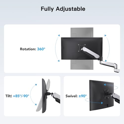 HUANUO Gaming Triple Monitor Stand, Full Motion Articulating Triple Monitor Mount Fit 17 to 32 inch Flat/Curved LCD Computer Screens with Clamp, Grommet Kit, Silver - color: Silver