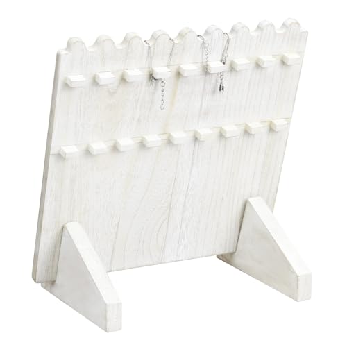 Ikee Design Set of 2 Wood Necklace Jewelry Display Stand for 8 Necklaces, Necklace Display Holder Organizer, Wash White Color - color: Wash White