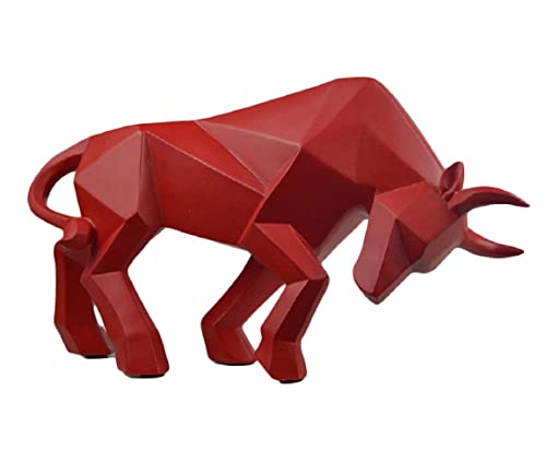 SMRTHMRT Abstract Geometric Sculptures Animals Statues,Collectible Figurines Home Office Tabletop Ornaments (Red Bull) - color: Red Bull