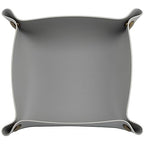 Decorative Foldable Valet Tray Artificial Leather Catchall Holder Small Desk Table Organizer Tray for Jewelry, Keys, Watches, Coins (Light Gray)