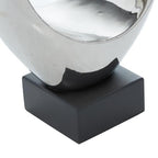 Deco 79 Polystone Abstract Decorative Sculpture Heart Home Decor Statue with Black Base, Accent Figurine 10" x 5" x 14", Silver