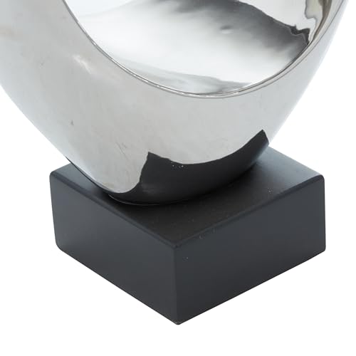 Deco 79 Polystone Abstract Decorative Sculpture Heart Home Decor Statue with Black Base, Accent Figurine 10" x 5" x 14", Silver