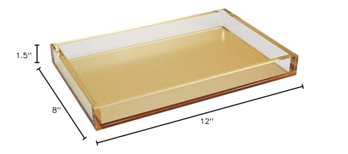 Tizo Design Elegant Lucite Tray, 12" x 8" Acrylic, Multiple Colors Available (Gold) - color: Gold