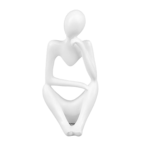 Abstract Thinker Statue | Synthetic Home Accent for Living Room/Office Desk/Bookshelf | Hollow Design Art Sculpture Collectible Present (White Left) - style: White Left