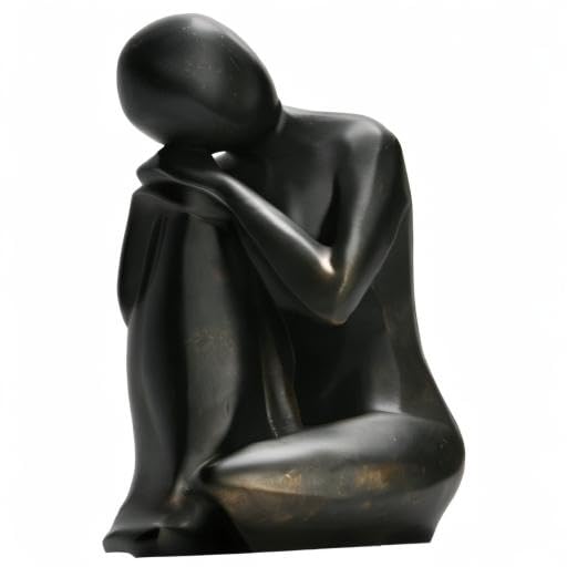 Guichifun Thinker Statue Resin Abstract Sculpture - Collectible Woman Figurine Art Home Office Bookshelf Decorative Objects Desktop Black Decor for Men&Women 5.25 X 6.25 X 8.5 Inch