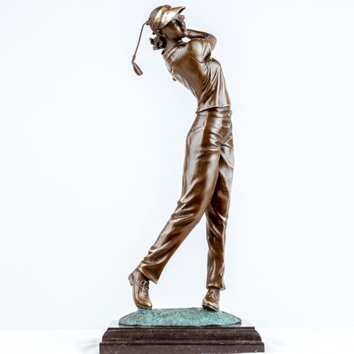 22'' Modern Golf Female Bronze Statue, Bronze Golfer Figurine Sculpture Ornament with Marble Base Classical Art Craft for Home Office Decor Collection Gift - size: 22" Madam