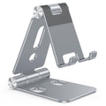 OMOTON Foldable Cell Phone Stand, C4 Portable Aluminum Phone Holder, Adjustable Phone Dock Cradle Compatible with iPhone 16/15/14 Pro Max, Samsung Galaxy, Small Tablets and Other Phones, Grey - color: Grey