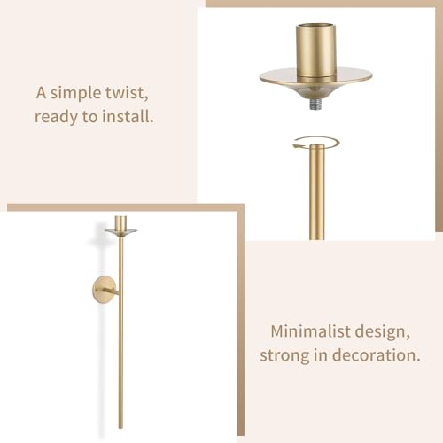 Sziqiqi Wall Candle Holder Gold: Candle Sconces Wall Decor Set of 2 for Dining Room Wall Hanging Candle Sticks Holder for Living Room Fireplace