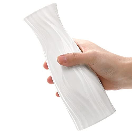 SOUJOY 10 Pack Composite Plastic Flower Vase, White Conic Floral Vase Home Decor Centerpieces, Small Unbreakable Vases for Decor Living Room - size: 7.11 cm x 7.11 cm x 20.1 cm
