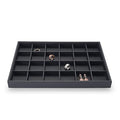 Oirlv Stackable Jewelry Organizer Tray Premium Leather 24 Grid Jewelry Drawer Organizer Dresser Tabletop Trinket Earring Ring Storage - style: P01703