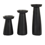 Deco 79 Mango Wood Decorative Candle Holder Pillar Candle Stand, Set of 3 Candlestick Holder 10", 6", 8" H, Black